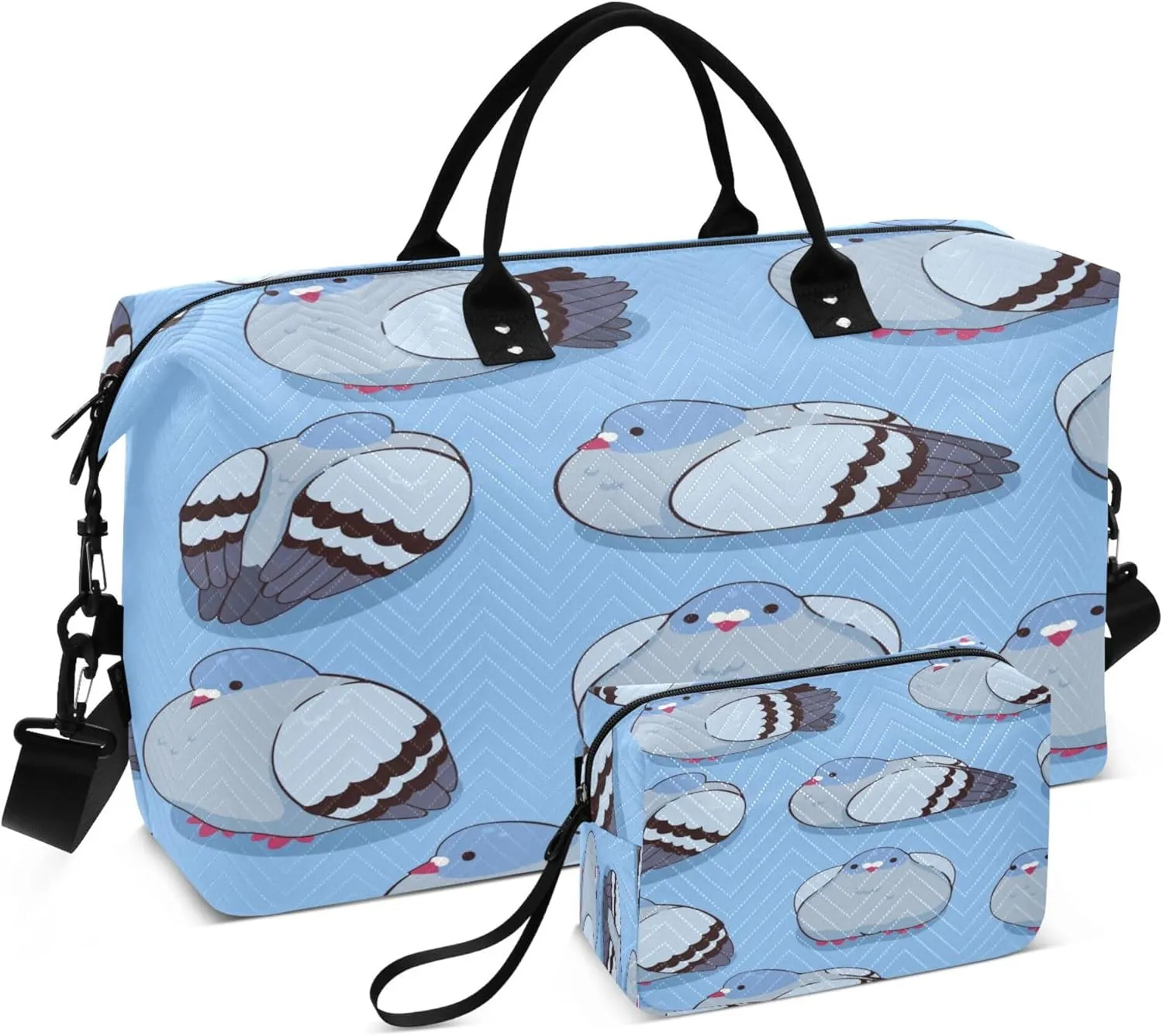 Exnundod Travel Duffel Bags Cute Fat Pigeons Cartoon Sports Gym Bag Weekender Carry On Tote Overnight Luggage Bags for Women and Men