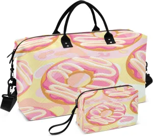 Exnundod Travel Duffel Bags Delicious Fresh Sweet Donut Sports Gym Bag Weekender Carry On Tote Overnight Luggage Bags for Women and Men