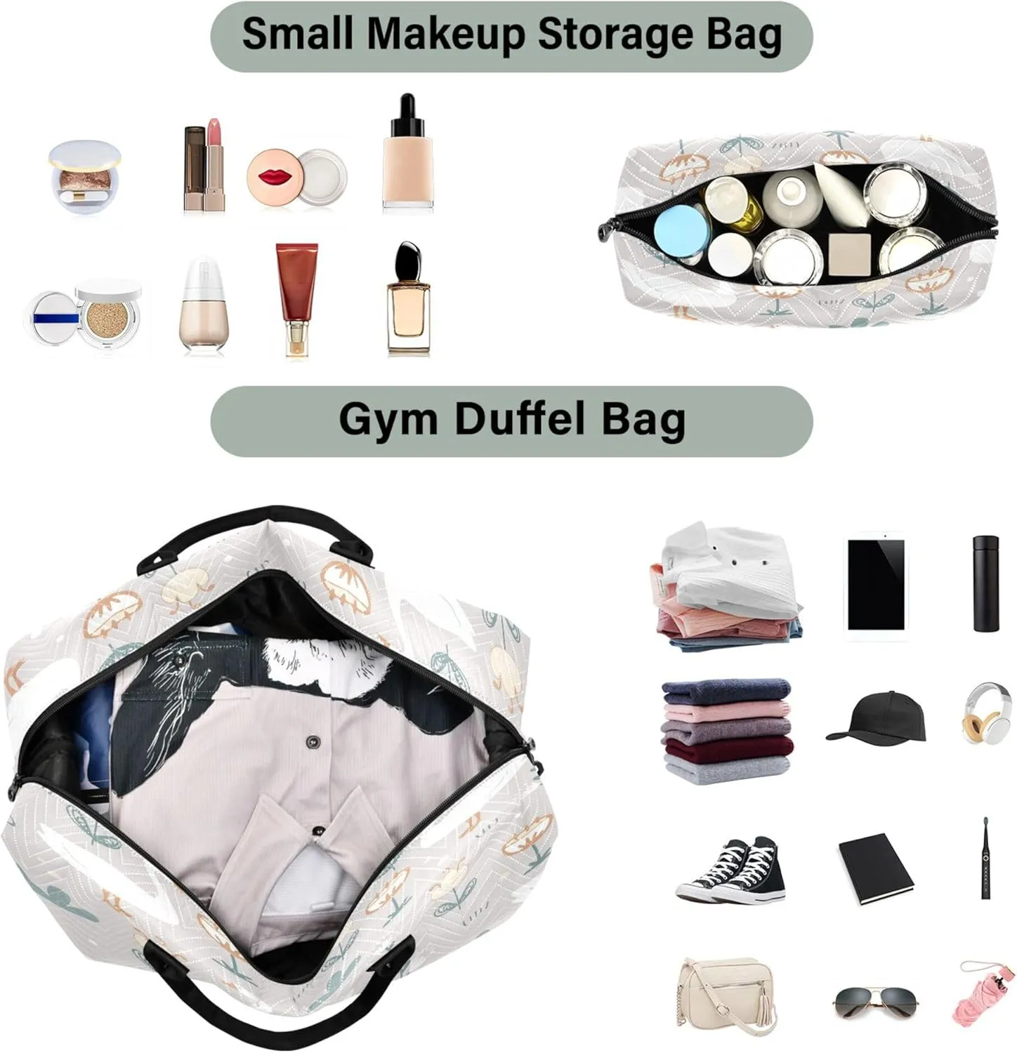 Exnundod Women Weekender Bags Goose Doodle Flowers Travel Duffel Bags Carry On Overnight Bag Farm Meadow Cute Large Hospital Tote Luggage