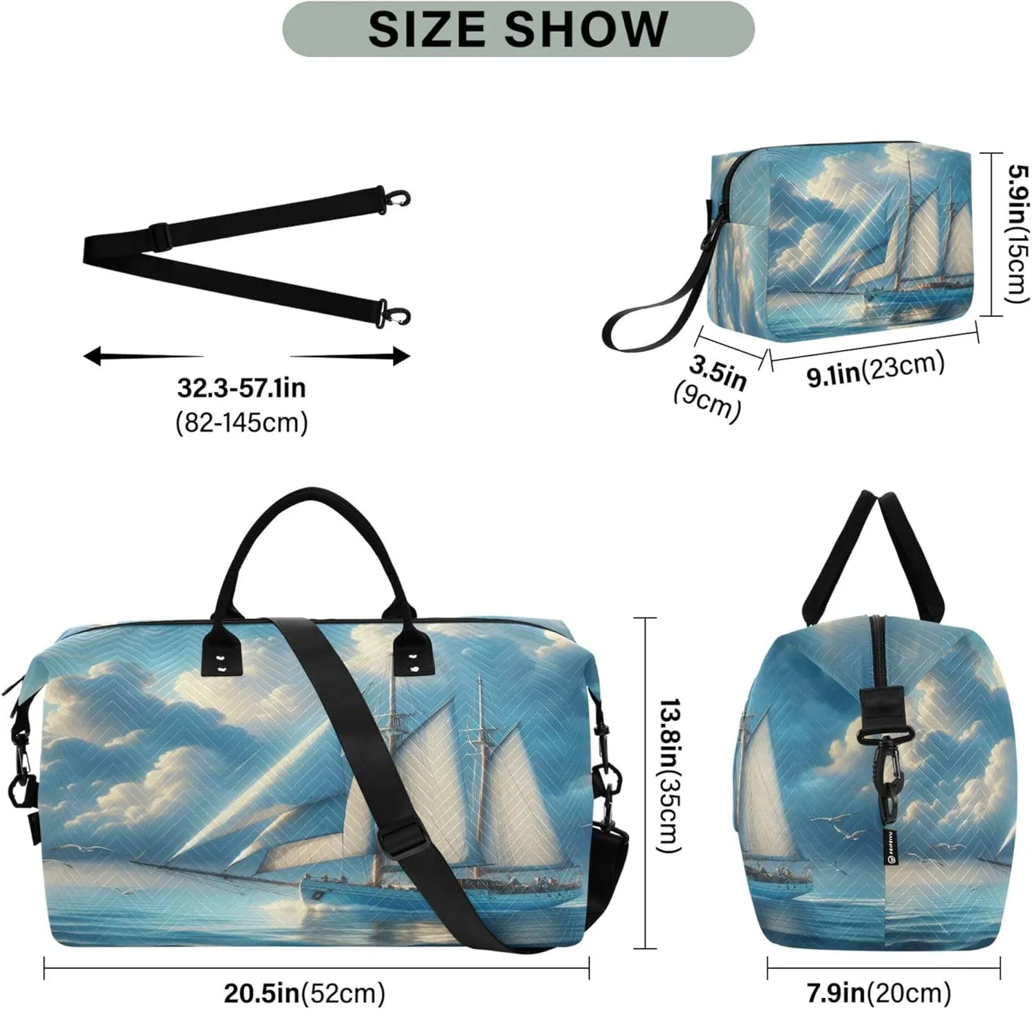 Exnundod Women Weekender Bags Marine Sailboat Travel Duffel Bags Carry On Overnight Bag Sea Gull Summer Large Hospital Tote Luggage