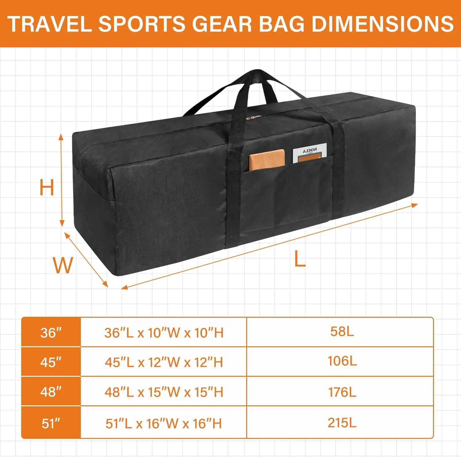 Extra Large 45" Sports Duffle Bag-Zipper Duffel Travel Sports Equipment Bag,Travel Duffel Luggage Bags with Upgrade Zipper, Sturdy & Water Resistant