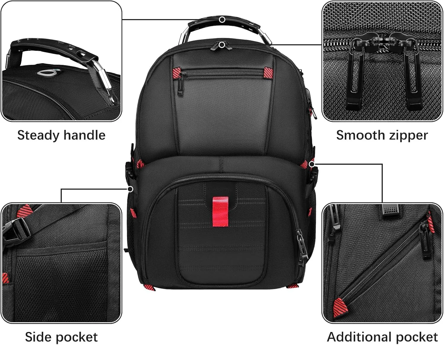 Extra Large Travel Backpack, 50L Laptop Backpacks for Men, Big Capacity Computer College Backpack TSA Airline Approved Business Work Bag With USB Charging Port, Gifts For Him Black