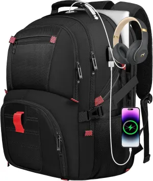 Extra Large Travel Backpack, 50L Laptop Backpacks for Men, Big Capacity Computer College Backpack TSA Airline Approved Business Work Bag With USB Charging Port, Gifts For Him Black