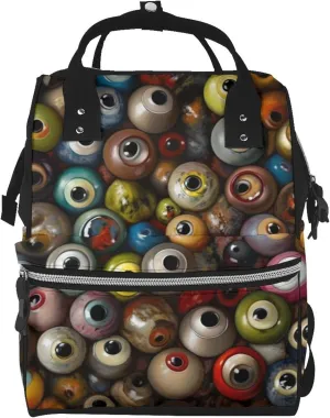 Eye Balls Diaper Bag Essentials Travel Tote Nappy Backpack Large Capacity Mummy Backpack Multifunction Waterproof Teacher Nurse Bag 15.7 inch Work laptop Bags