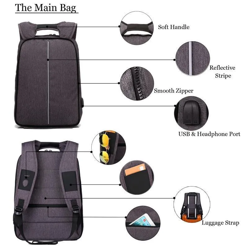 Eye-catching Worth the price USB Adjustable Theft Backpack Charging Anti Unisex