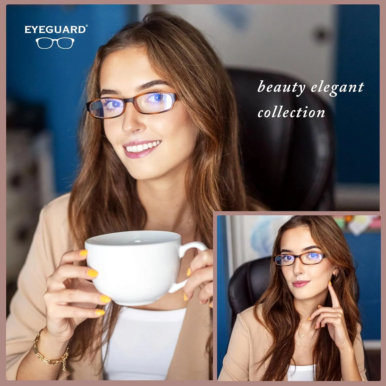 EYEGUARD 4 Pack Blue Light Reading Glasses for Women Computer Readers Fashion Spring Hinge Eyeglasses 1.00