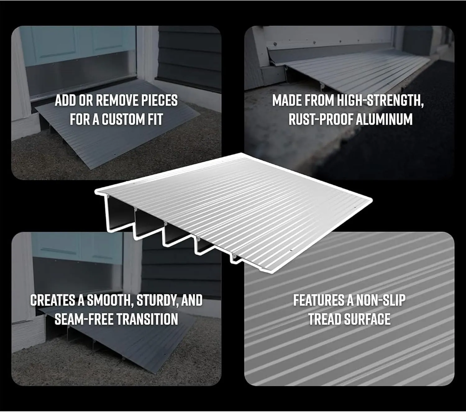 EZ-ACCESS TRANSITIONS Portable Self Supporting Aluminum Modular Entry Threshold Ramp Ideal for Doorways and Raised Landings, 2 Inch