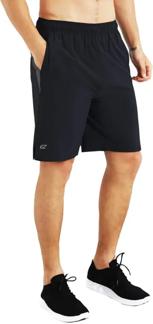 EZRUN Mens 9 Inch Lightweight Running Workout Shorts with Liner Loose-Fit Gym Shorts for Men with Zipper Pockets
