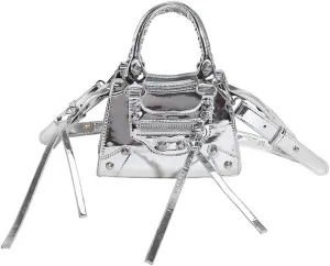 Fashion Crossbody Bag for Women, Shiny Y2K Shoulder Bag Handbags Top Handle Bag Women Ladies Grunge Sling Purse Casual (silver)