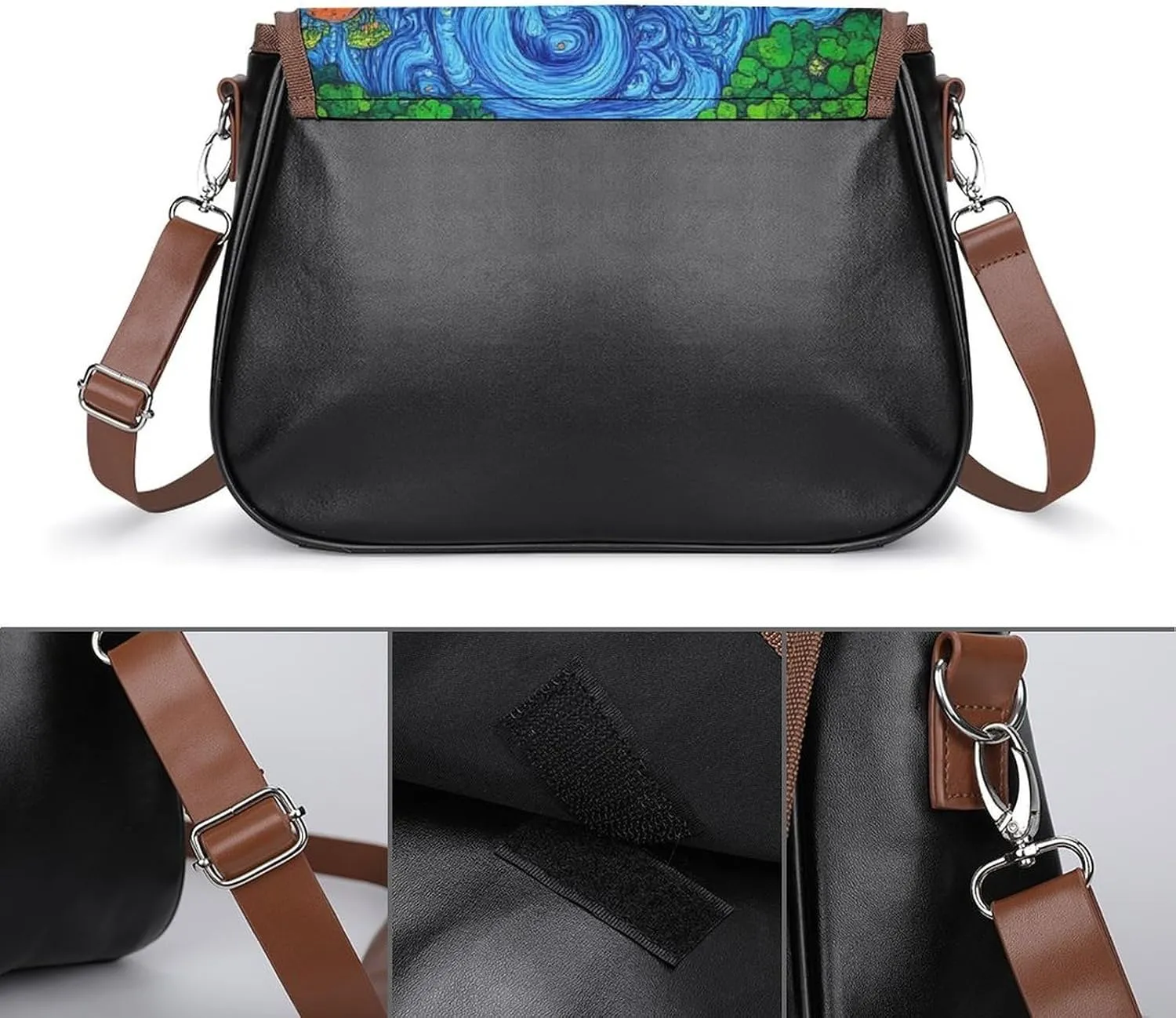 Fashion Crossbody Bags for Men Women Pu Leather Shoulder Bag Travel Purse Lightweight Messenger Bag