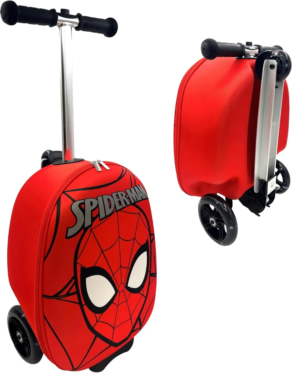 Fast Forward Kid’s Licensed 18" Ride-On Suitcase Scooter - Lightweight Carry-On Luggage Scooter with LED Light Up Wheels