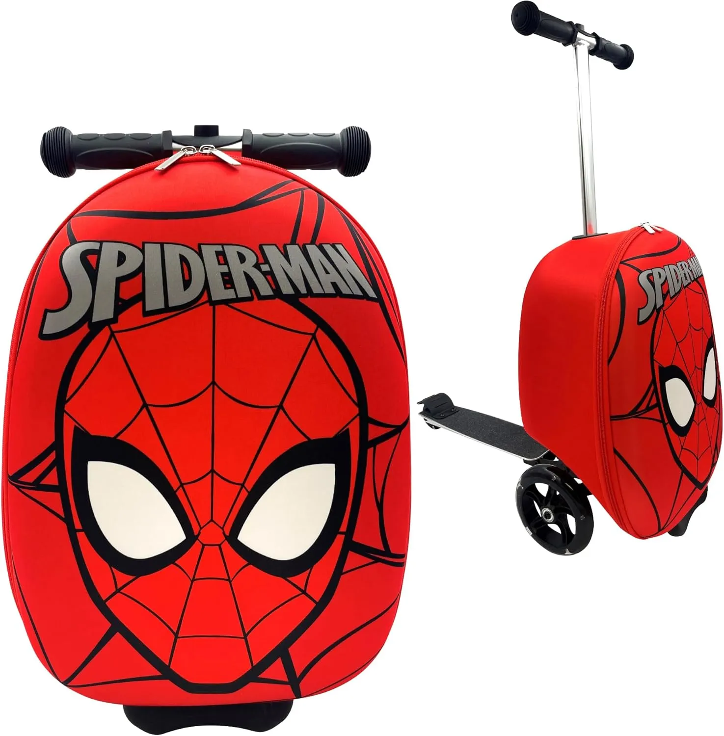 Fast Forward Kid’s Licensed 18" Ride-On Suitcase Scooter - Lightweight Carry-On Luggage Scooter with LED Light Up Wheels