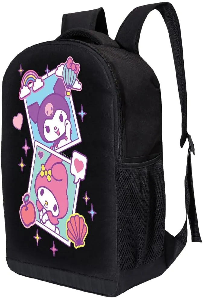 Fast Forward Sanrio Hello Kitty My Melody Kuromi Backpack Shoulder Bag for Girls, Boys, Toddlers - Cute 18" Inch Hello Kitty and Friends My Melody Kuromi Kids Backpack for School (Photograph)