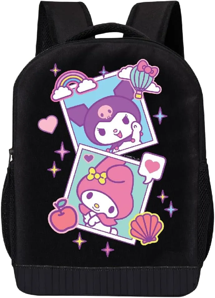 Fast Forward Sanrio Hello Kitty My Melody Kuromi Backpack Shoulder Bag for Girls, Boys, Toddlers - Cute 18" Inch Hello Kitty and Friends My Melody Kuromi Kids Backpack for School (Photograph)