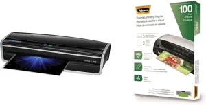 Fellowes Laminator Venus 2 125 and Laminating Pouches Kit (5734801) | Fellowes Thermal Laminating Pouches, 5mil Letter Size Sheets, 9 x 11.5, 100 Pack, Clear (5743501)