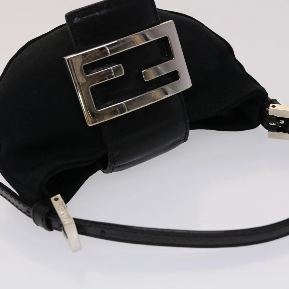 FENDI Mini Mamma Baguette Pouch Nylon Leather Black  47384