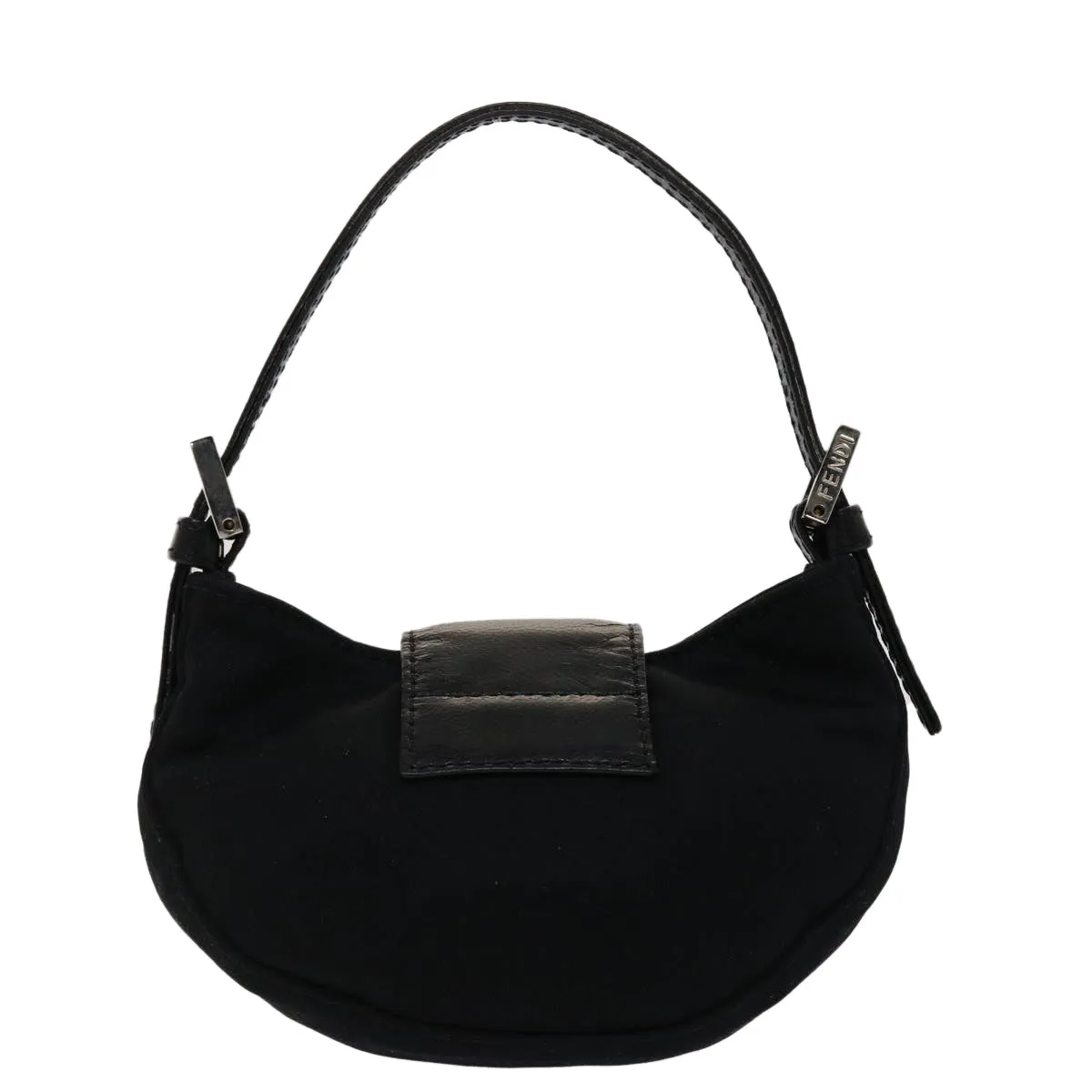FENDI Mini Mamma Baguette Pouch Nylon Leather Black  47384