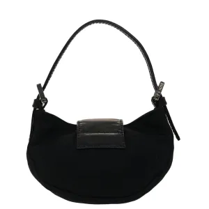 FENDI Mini Mamma Baguette Pouch Nylon Leather Black  47384