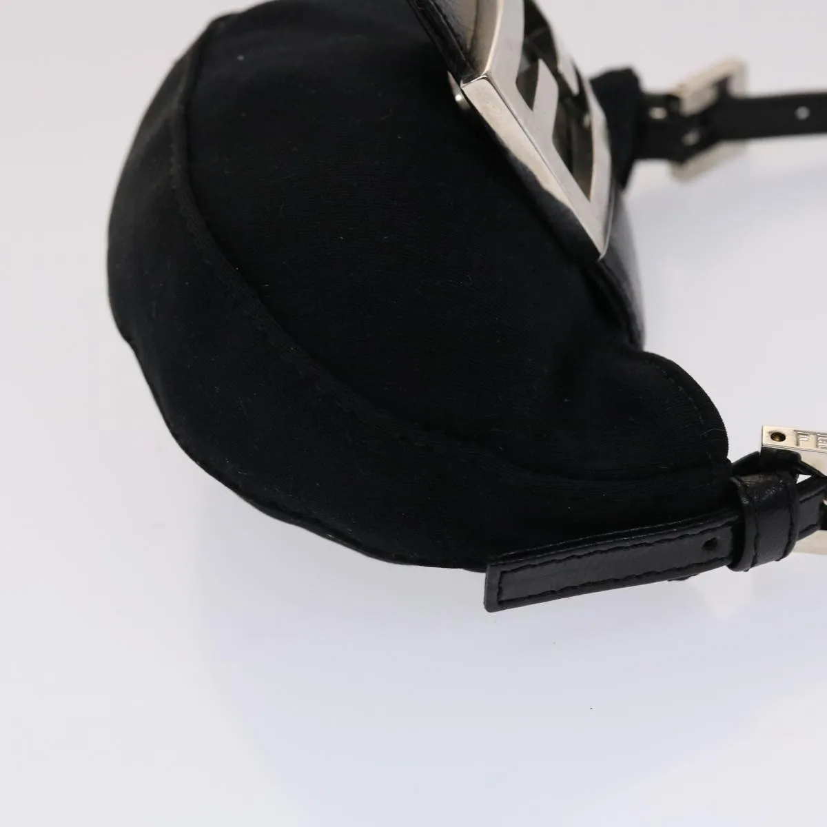 FENDI Mini Mamma Baguette Pouch Nylon Leather Black  47384