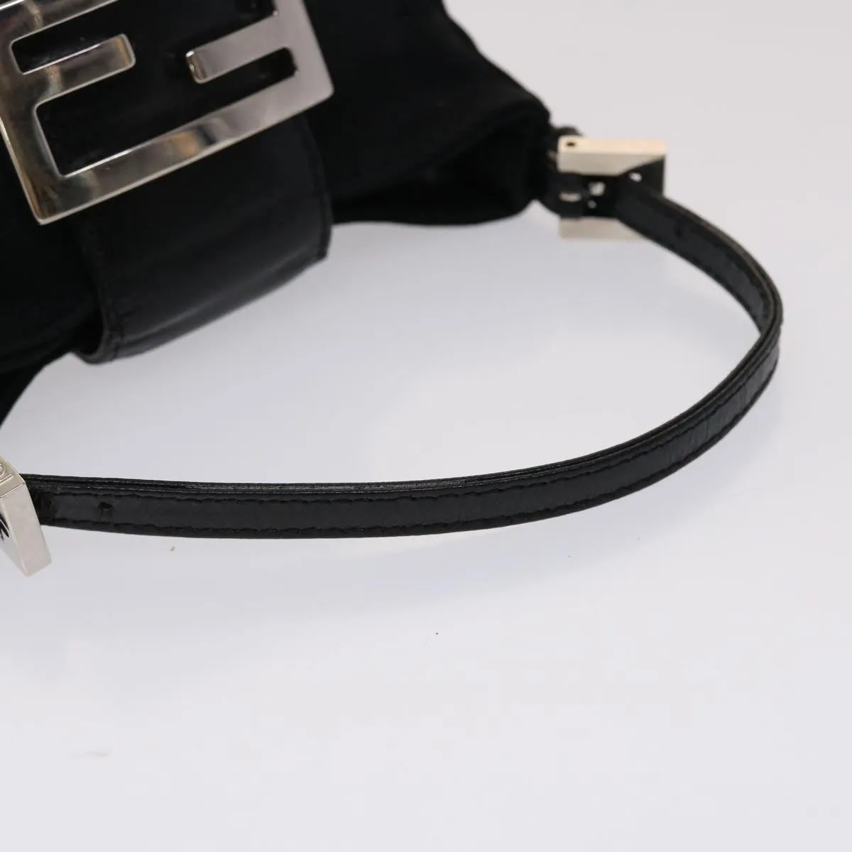 FENDI Mini Mamma Baguette Pouch Nylon Leather Black  47384