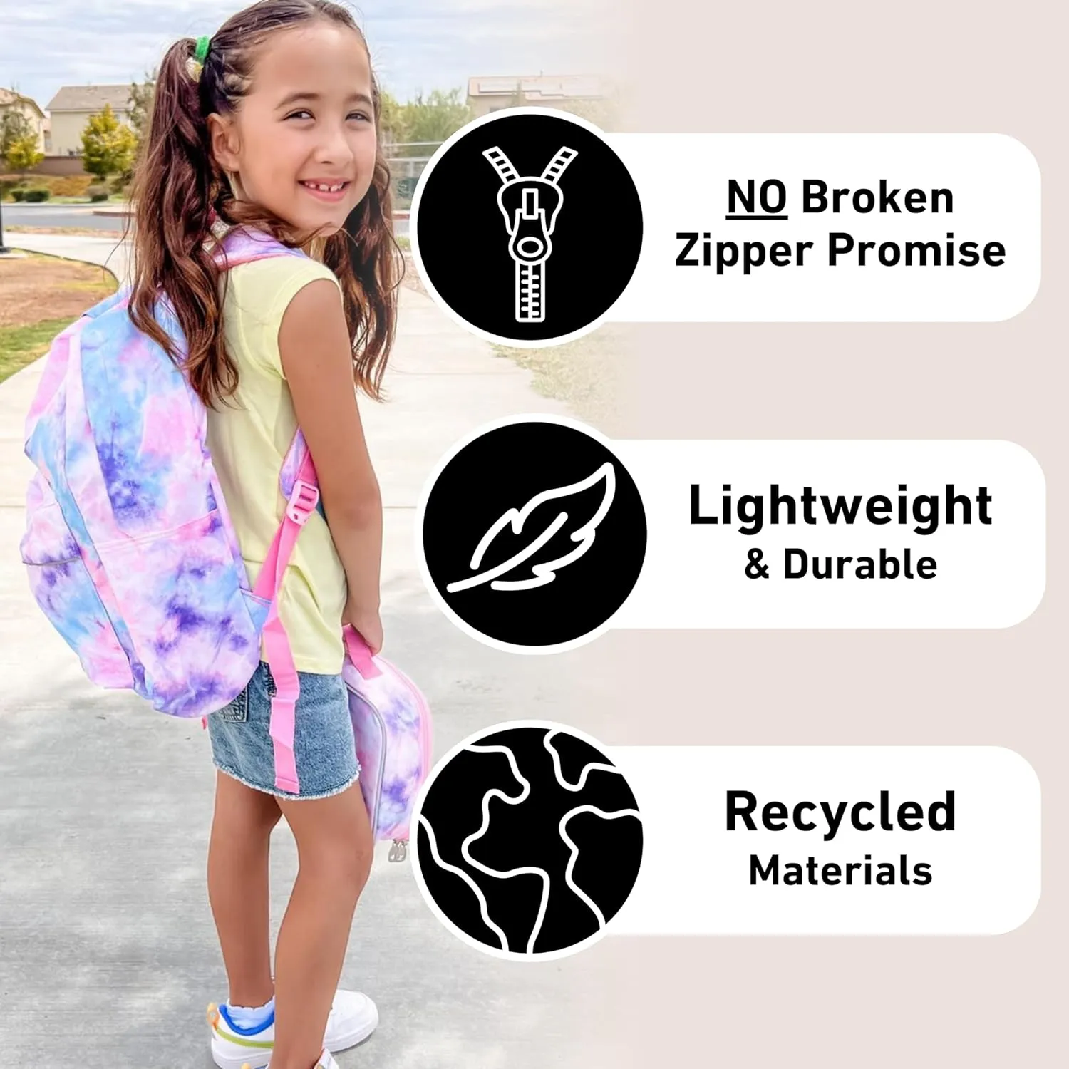 Fenrici Girls' Backpack for Kids, Tie Dye Backpack for Girls, Kids' Bookbags with Padded Laptop Compartment, Pink Backpack, Tie Dye, 17 Inch