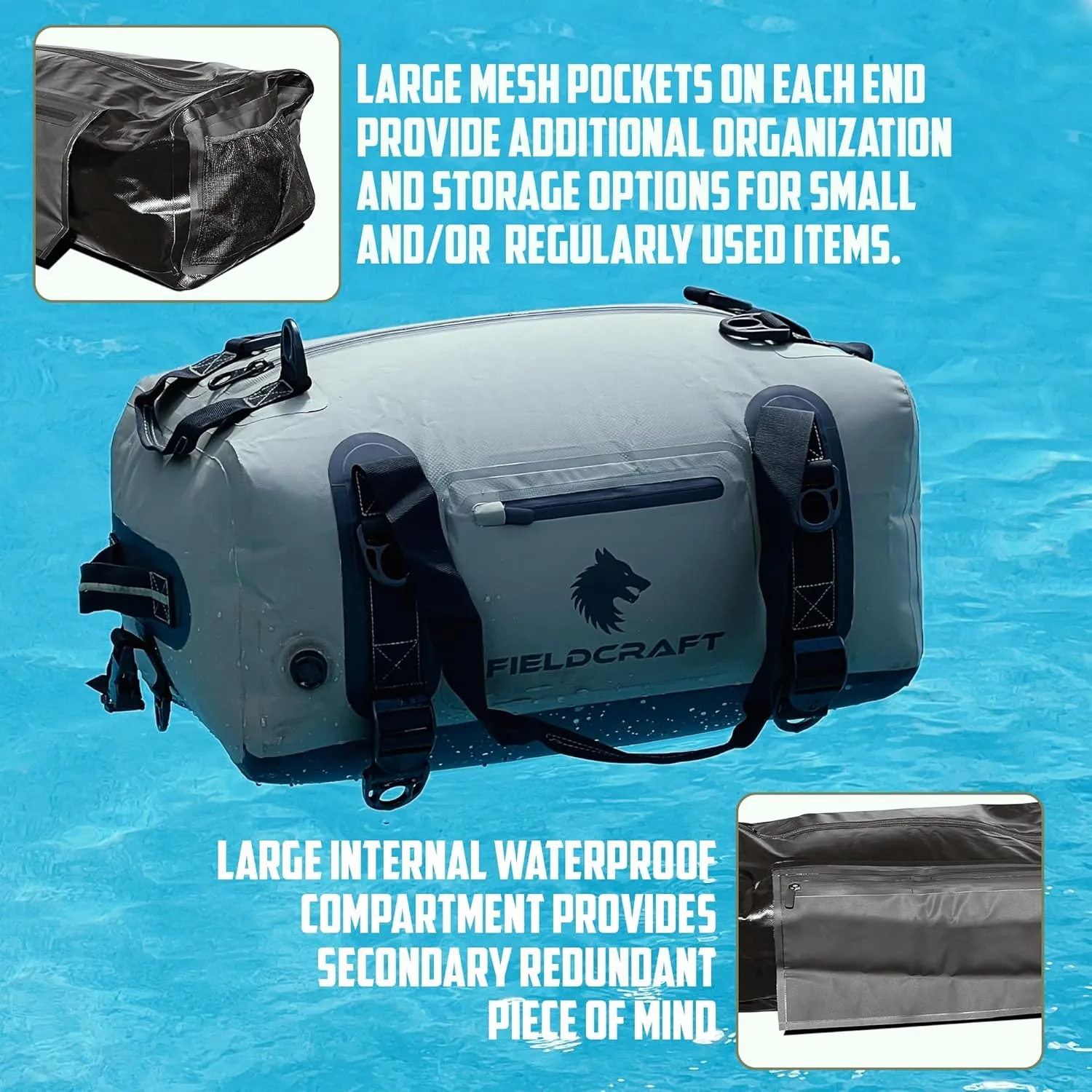 FIELDCRAFT SEA WOLF Waterproof Duffel Bag Inflatable Duffle Bag Backpack with Shoulder Straps for Outdoor Water Sports, Diving, Boating, Fishing, Kayaking, Camping, Hiking (Green, 60L)