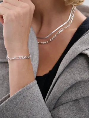 Figaro Chain Silver Plated Bracelet