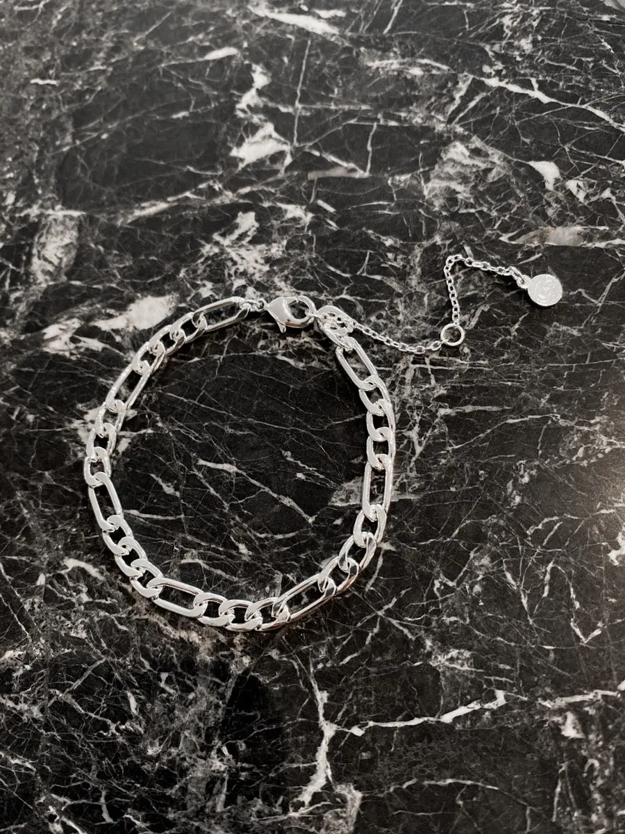 Figaro Chain Silver Plated Bracelet