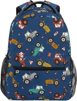 Fisyme Farm Tractors Backpack Laptop Bag Daypack Travel Hiking School Backpacks for Men Women Kids Girls Boys