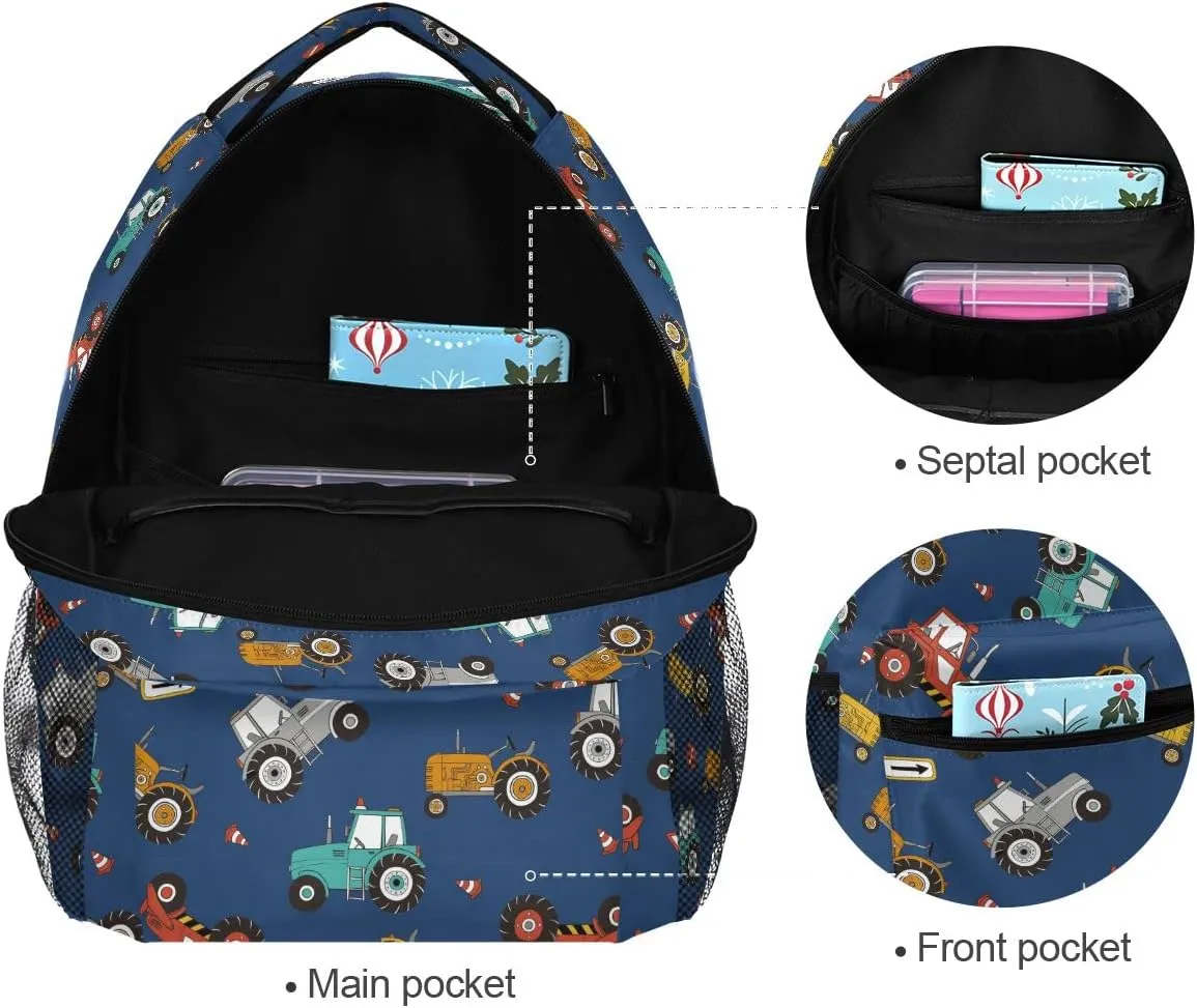 Fisyme Farm Tractors Backpack Laptop Bag Daypack Travel Hiking School Backpacks for Men Women Kids Girls Boys