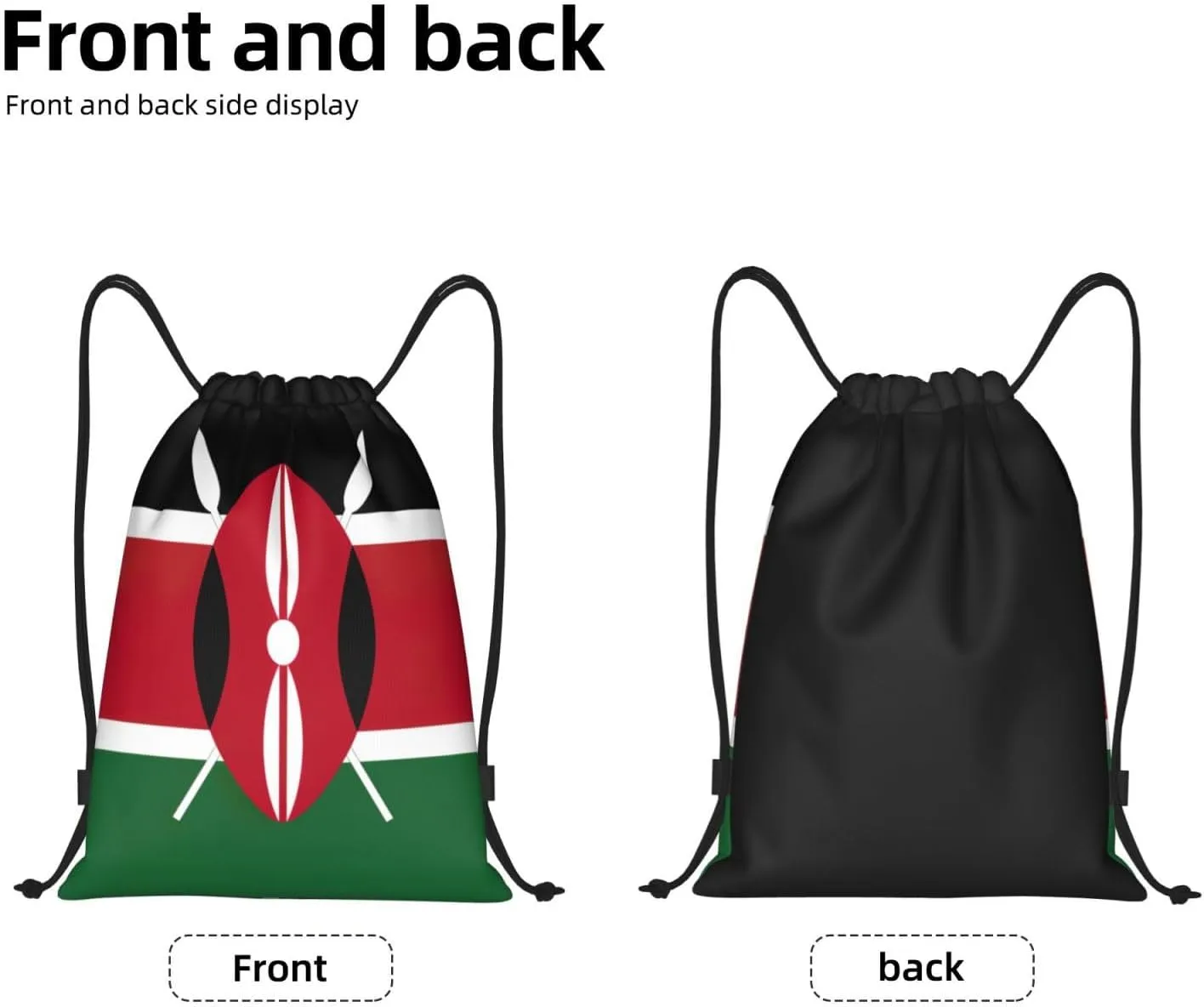 Flag of Kenya print Sports Drawstring Backpack String Swim Gym Bag for Women and Men Small Gym Bag