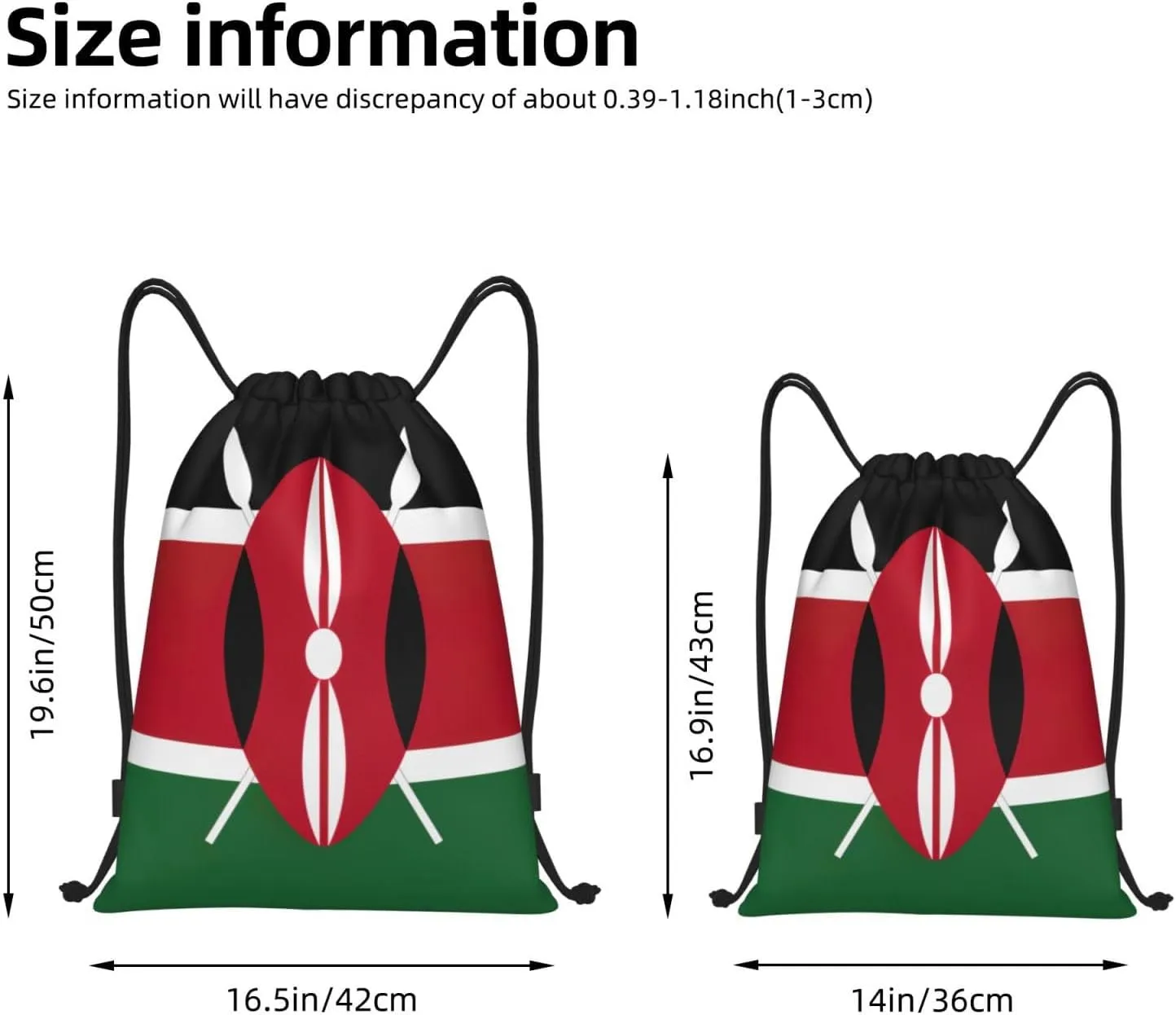 Flag of Kenya print Sports Drawstring Backpack String Swim Gym Bag for Women and Men Small Gym Bag