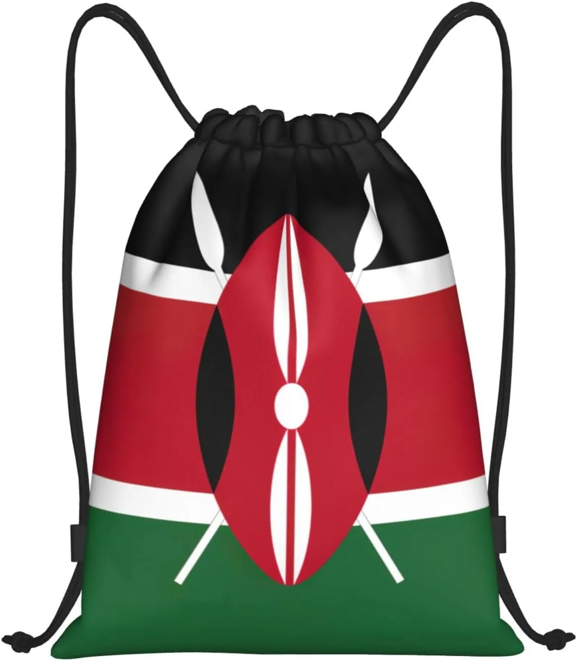 Flag of Kenya print Sports Drawstring Backpack String Swim Gym Bag for Women and Men Small Gym Bag