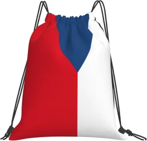 Flag of the Czech Republic print Casual drawstring backpack fitness bag, fashionable, fit for sports travel and daily use