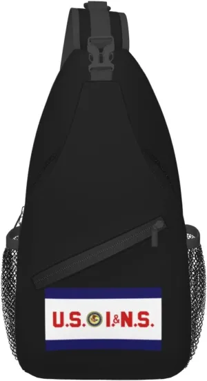Flag of the United States Immigration and Naturalization Service Crossbody Bags For Women Men Chest Backpack Gym Shoulder Bag Travel Outdoor Sports Casual Crossbody Bags