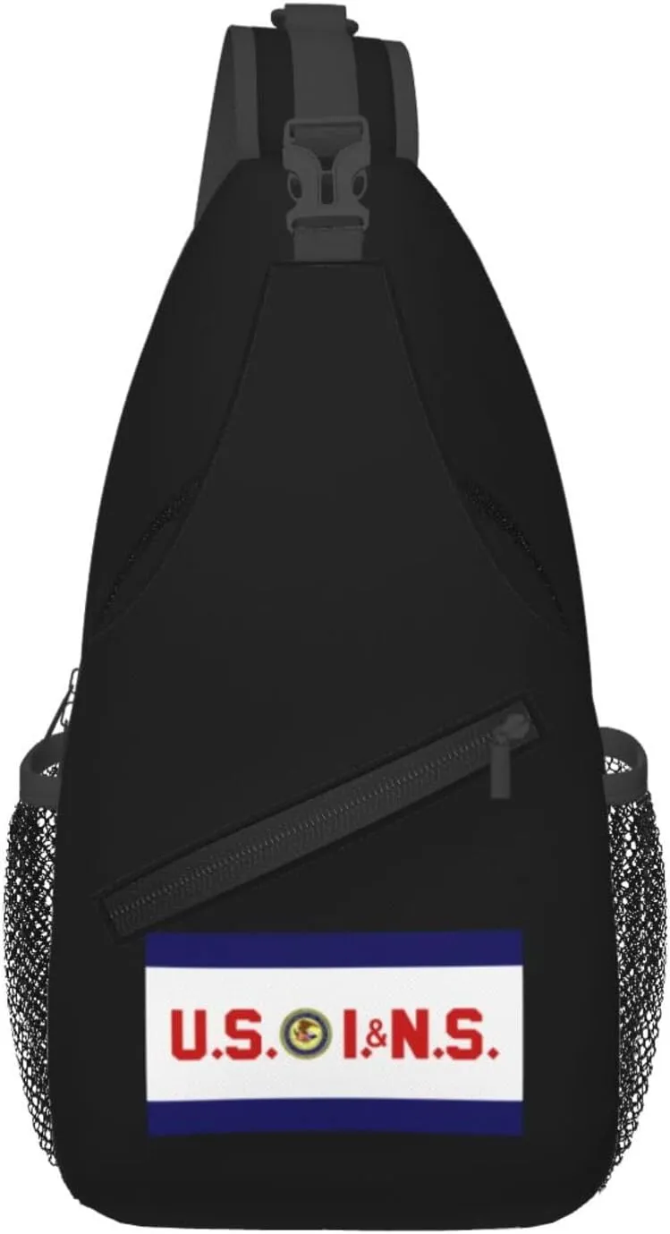 Flag of the United States Immigration and Naturalization Service Crossbody Bags For Women Men Chest Backpack Gym Shoulder Bag Travel Outdoor Sports Casual Crossbody Bags