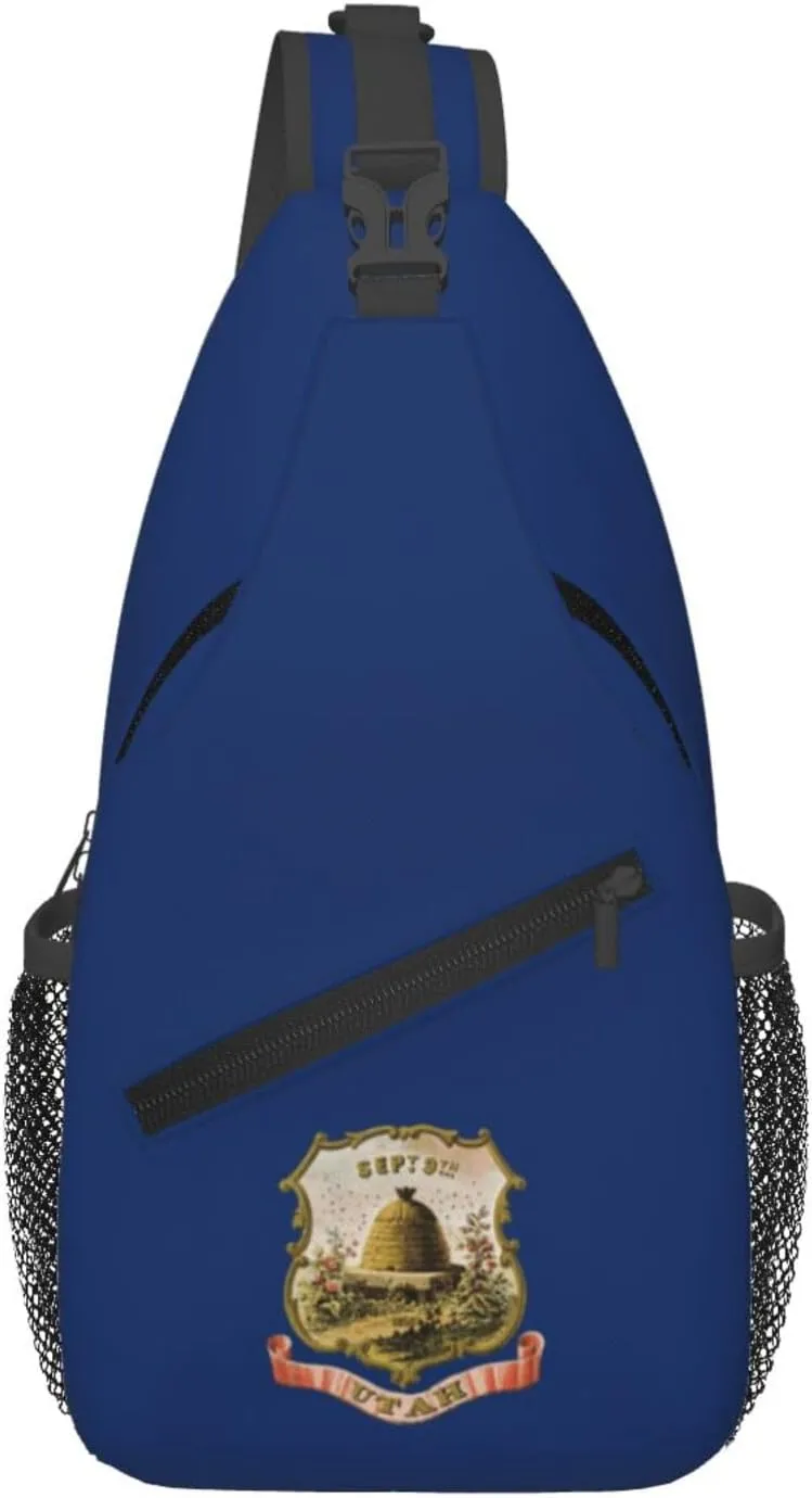 Flag Of The Utah Territory Crossbody Bags For Women Men Chest Backpack Gym Shoulder Bag Travel Outdoor Sports Casual Crossbody Bags