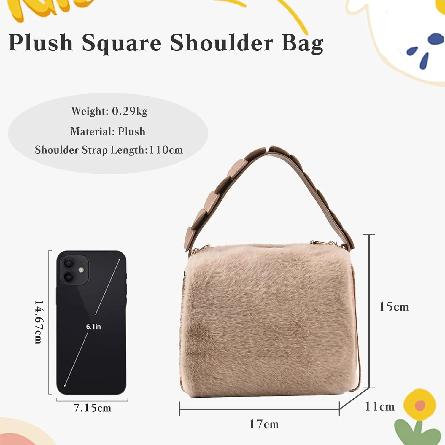 Fluffy Handbag for Women Soft Plush Shoulder Bag Cute Fuzzy Crossbody Bag Furry Top Handle Bag Mittlere Messenger Bag