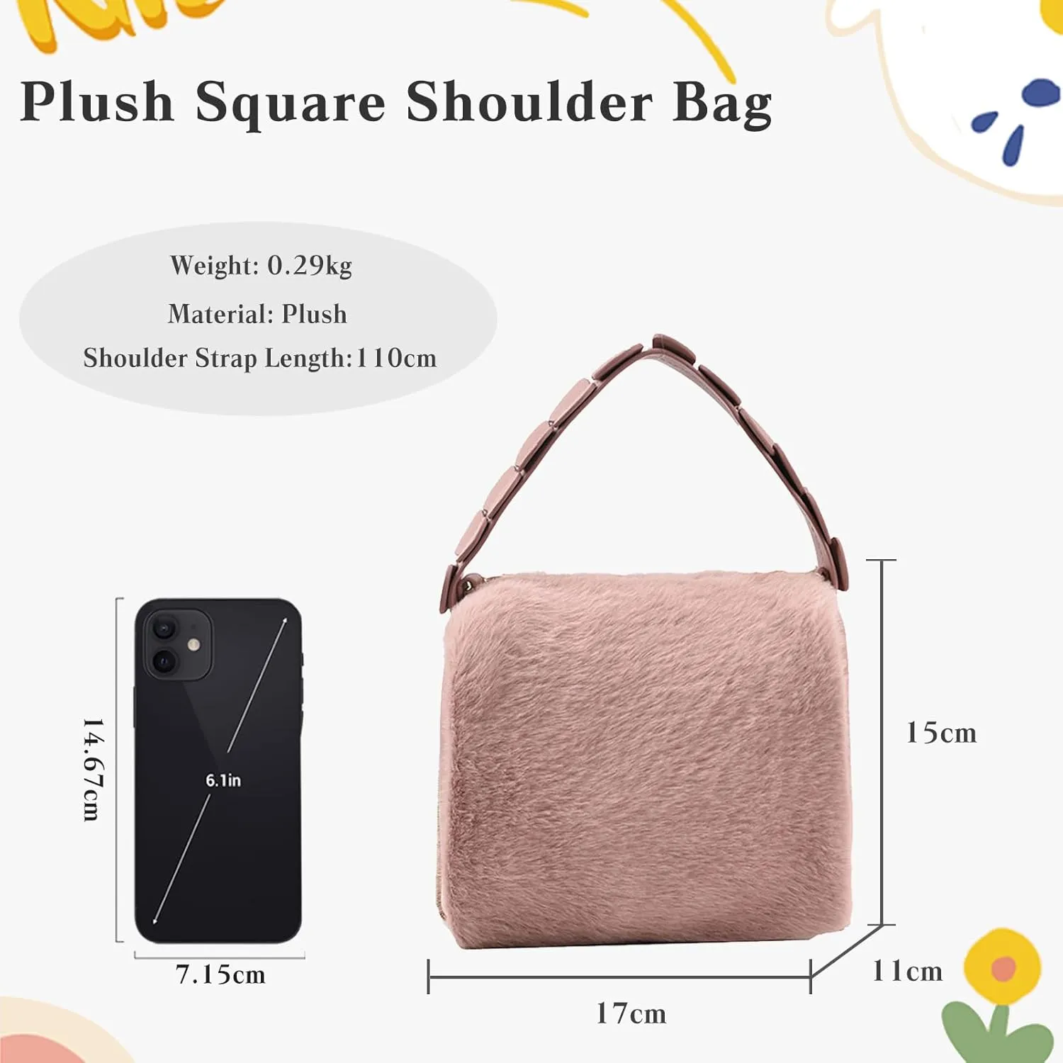 Fluffy Handbag for Women Soft Plush Shoulder Bag Cute Fuzzy Crossbody Bag Furry Top Handle Bag Mittlere Messenger Bag