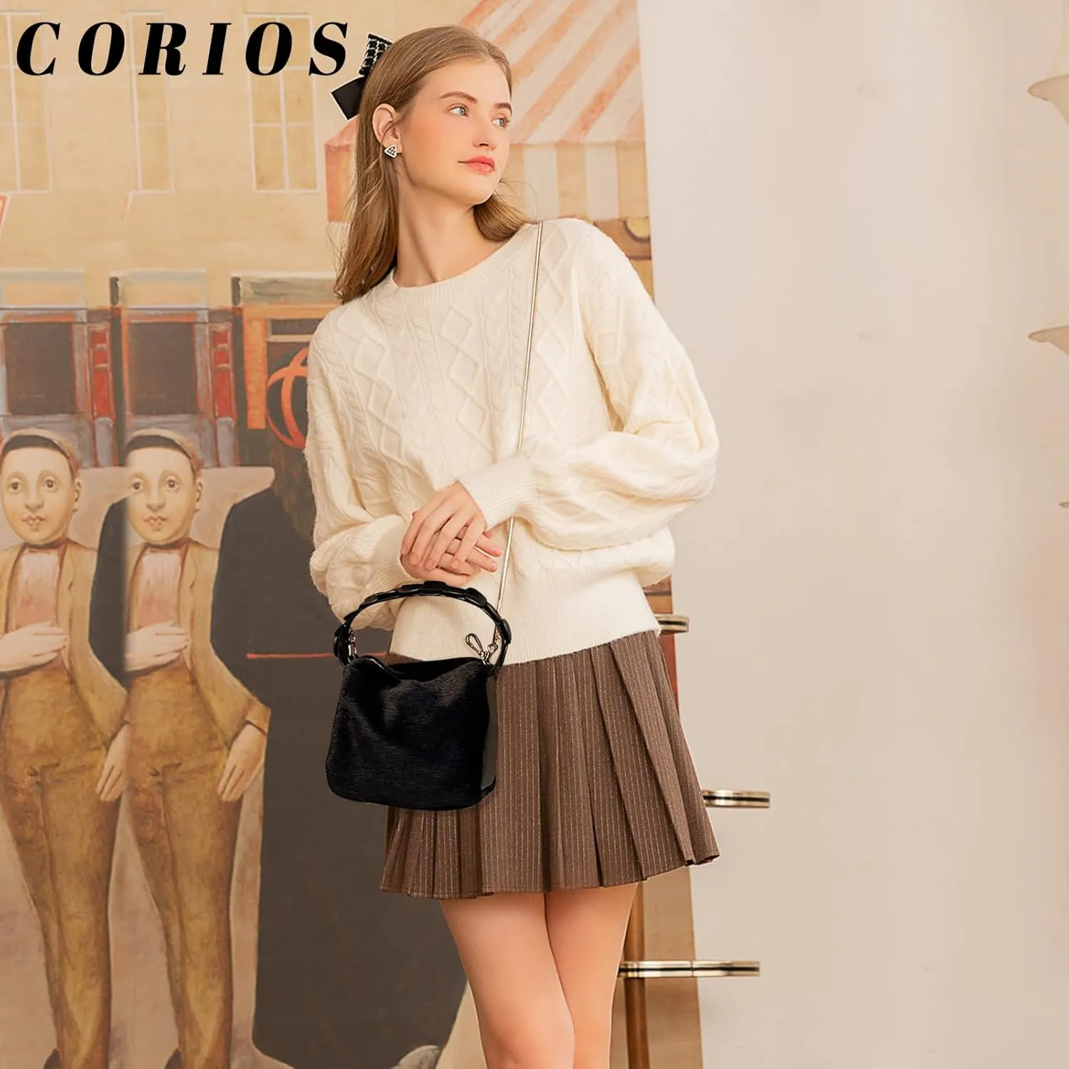 Fluffy Handbag for Women Soft Plush Shoulder Bag Cute Fuzzy Crossbody Bag Furry Top Handle Bag Mittlere Messenger Bag