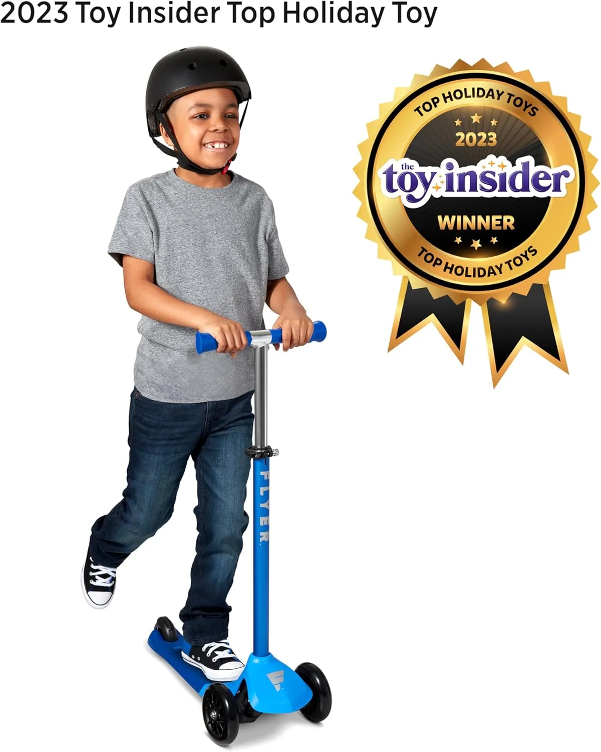 Flyer Glider Pro, Radio Flyer Lean to Steer Kids Scooter, Blue, for Kids Ages 5  Years