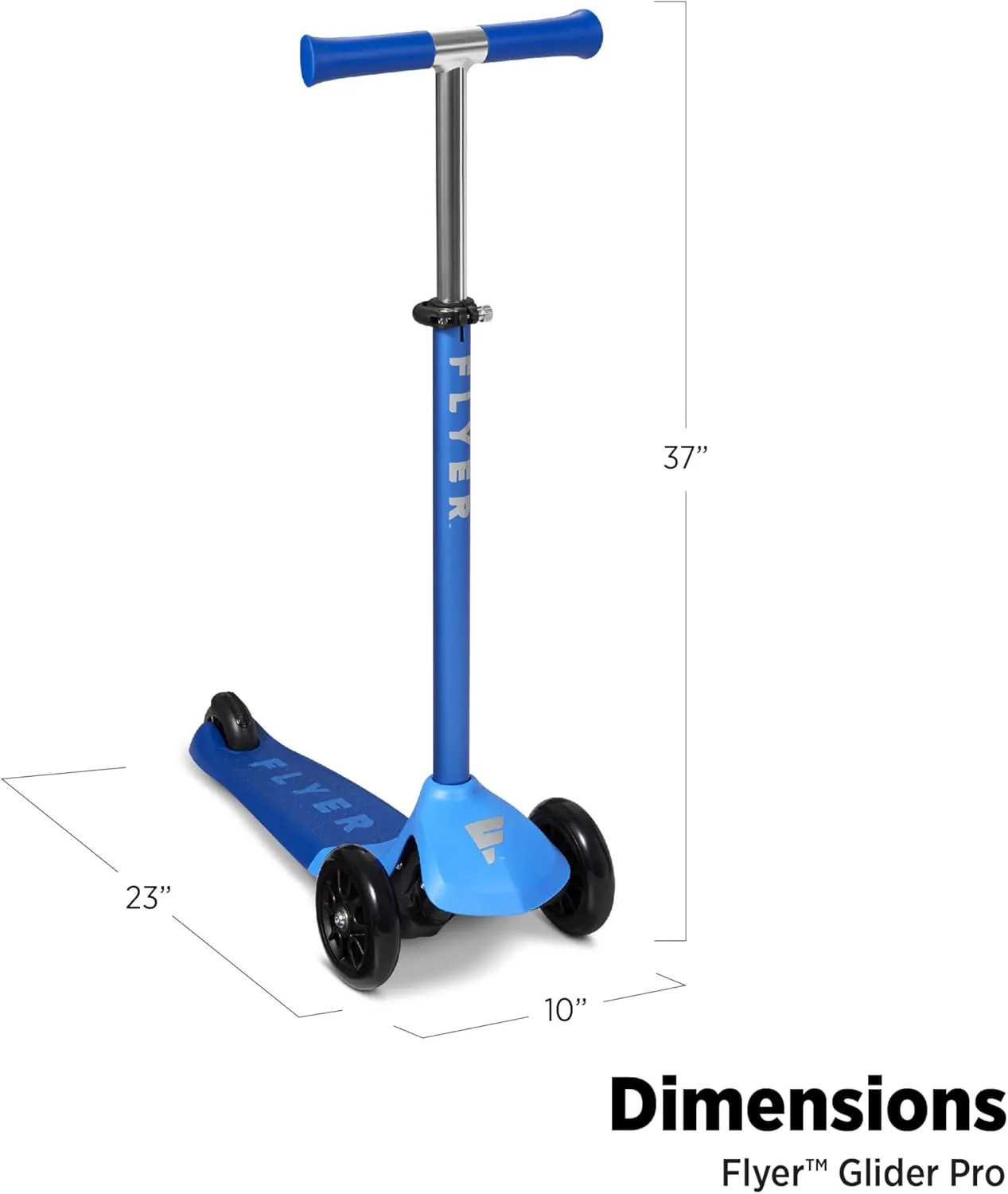 Flyer Glider Pro, Radio Flyer Lean to Steer Kids Scooter, Blue, for Kids Ages 5  Years