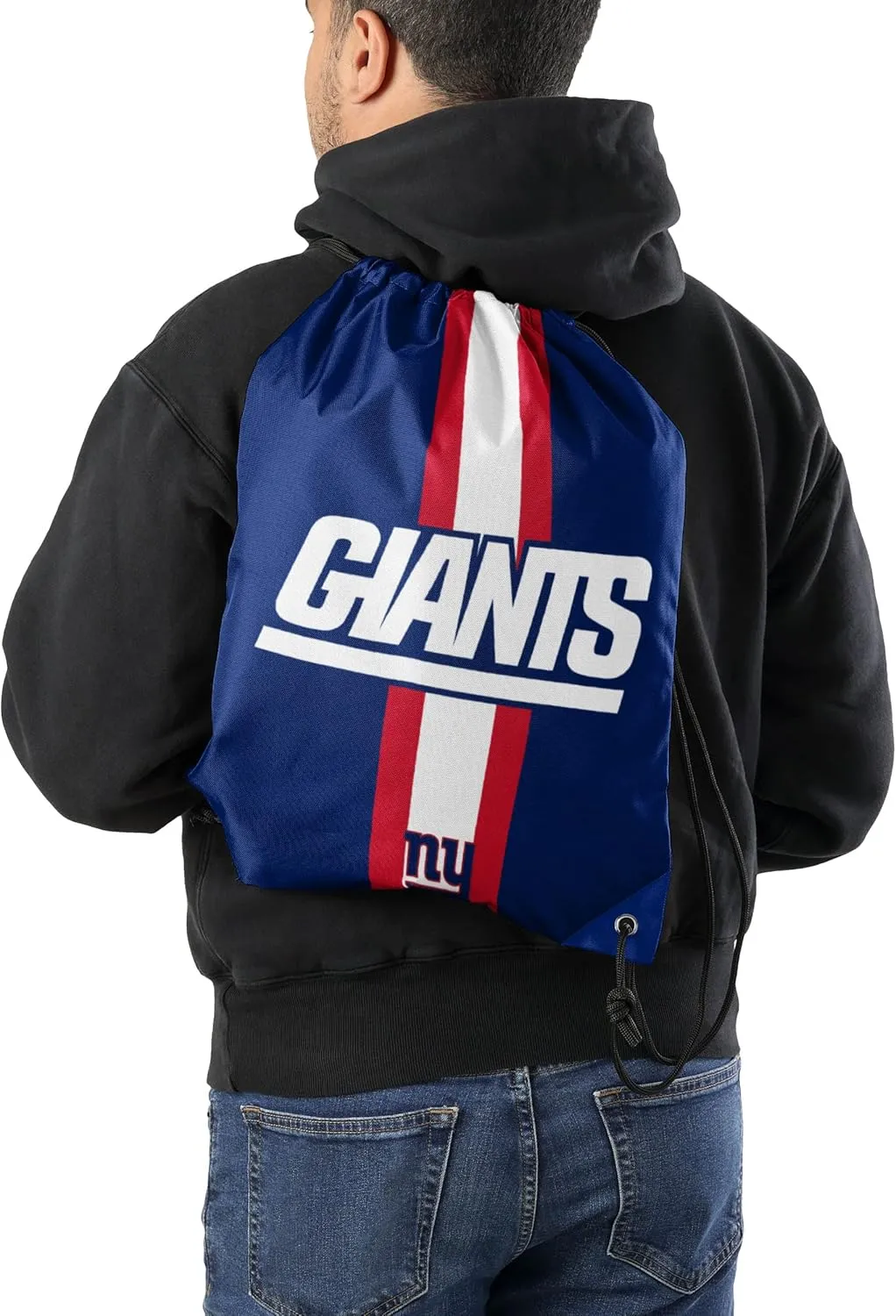 FOCO NFL Team Logo Travel Gym Bag Drawstring Backpack, Stripe Wordmark, One Size