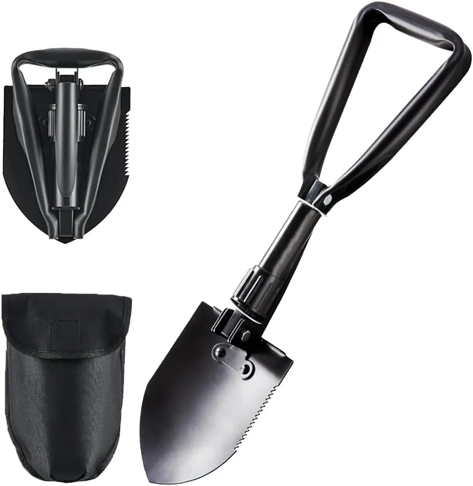 Folding Camping Shovel Mini Portable Survival Shovel High Carbon Steel Tactical Shovel for Outdoor, Hiking, Gardening, Digging