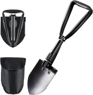Folding Camping Shovel Mini Portable Survival Shovel High Carbon Steel Tactical Shovel for Outdoor, Hiking, Gardening, Digging