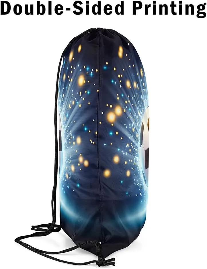Football Apron,Soccer Ball Drawstring Bags,Gym Draw String Back Bag,Sports String Backpack,Polka Dots Cinch Bag for Sport Gym Swim Yoga Camping Traveling Trip,13X15.7,Blue Yellow