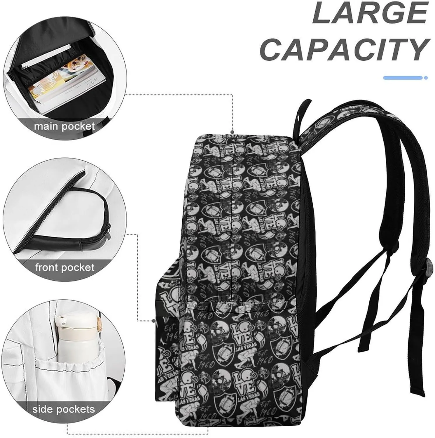 Football Sport Backpack, Laptop Backpacks for Men Women, Mothers Day Football Gifts for Team Fans, Large Capacity Travel Gym Casual Bag
