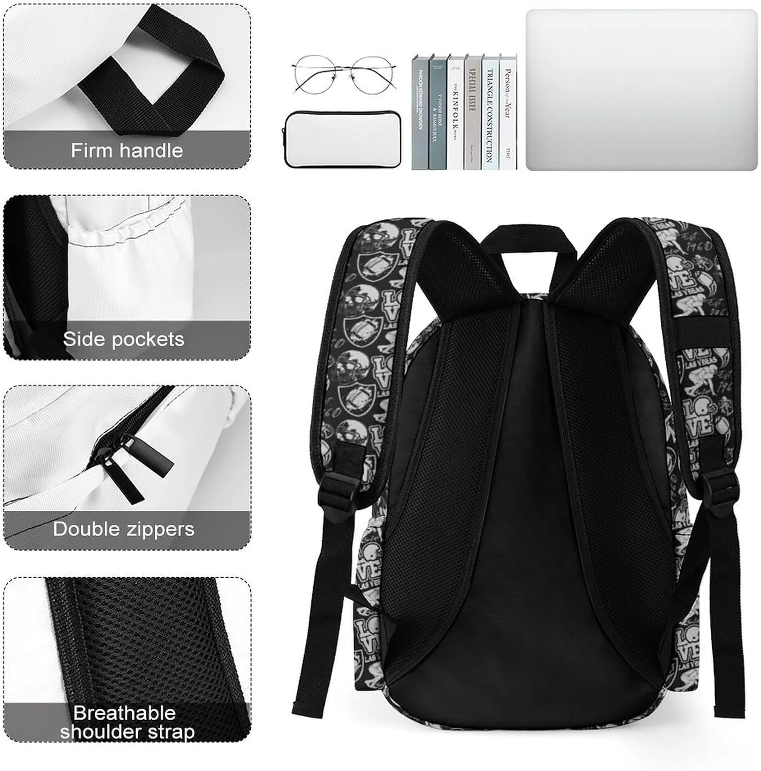 Football Sport Backpack, Laptop Backpacks for Men Women, Mothers Day Football Gifts for Team Fans, Large Capacity Travel Gym Casual Bag
