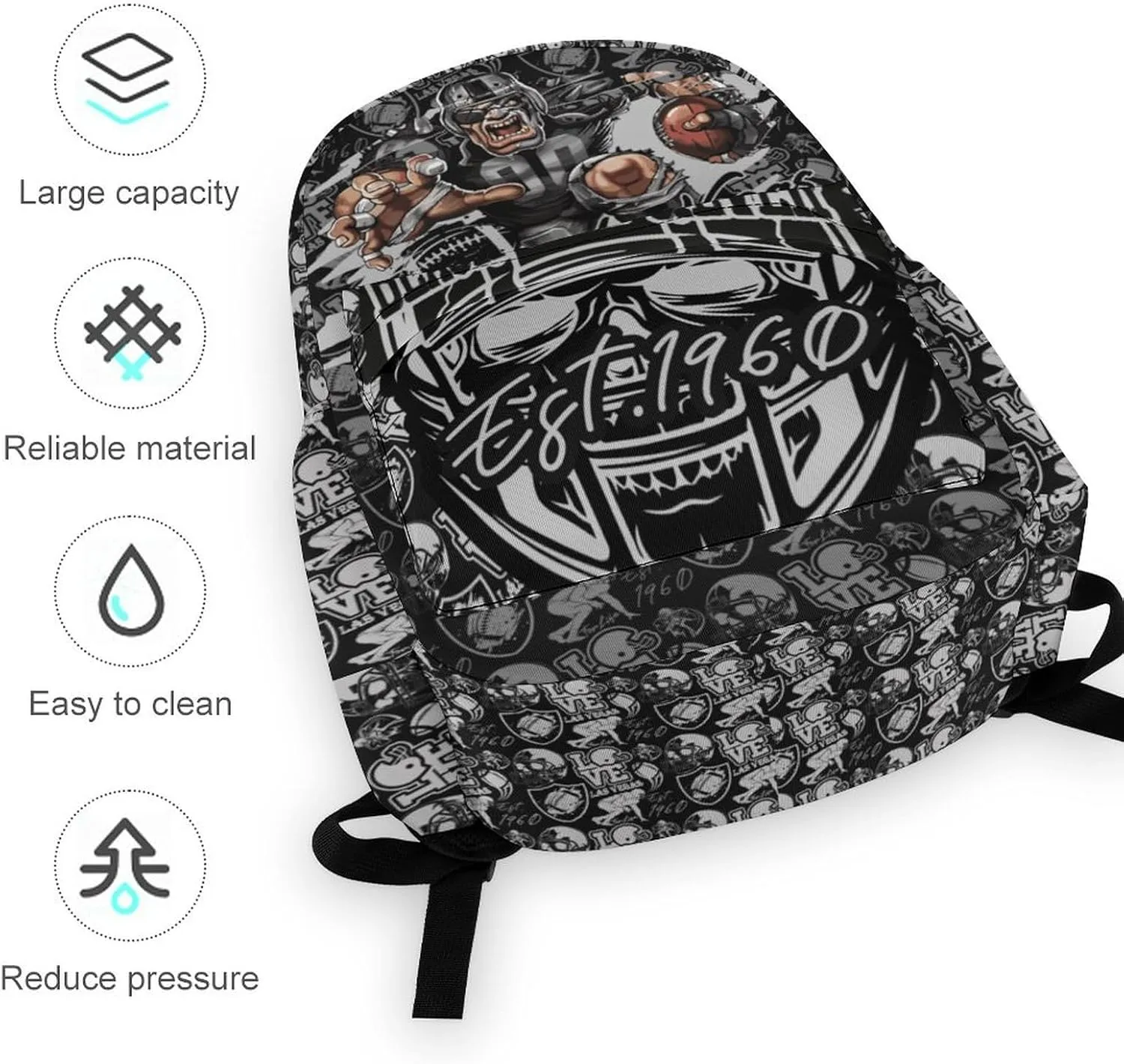 Football Sport Backpack, Laptop Backpacks for Men Women, Mothers Day Football Gifts for Team Fans, Large Capacity Travel Gym Casual Bag