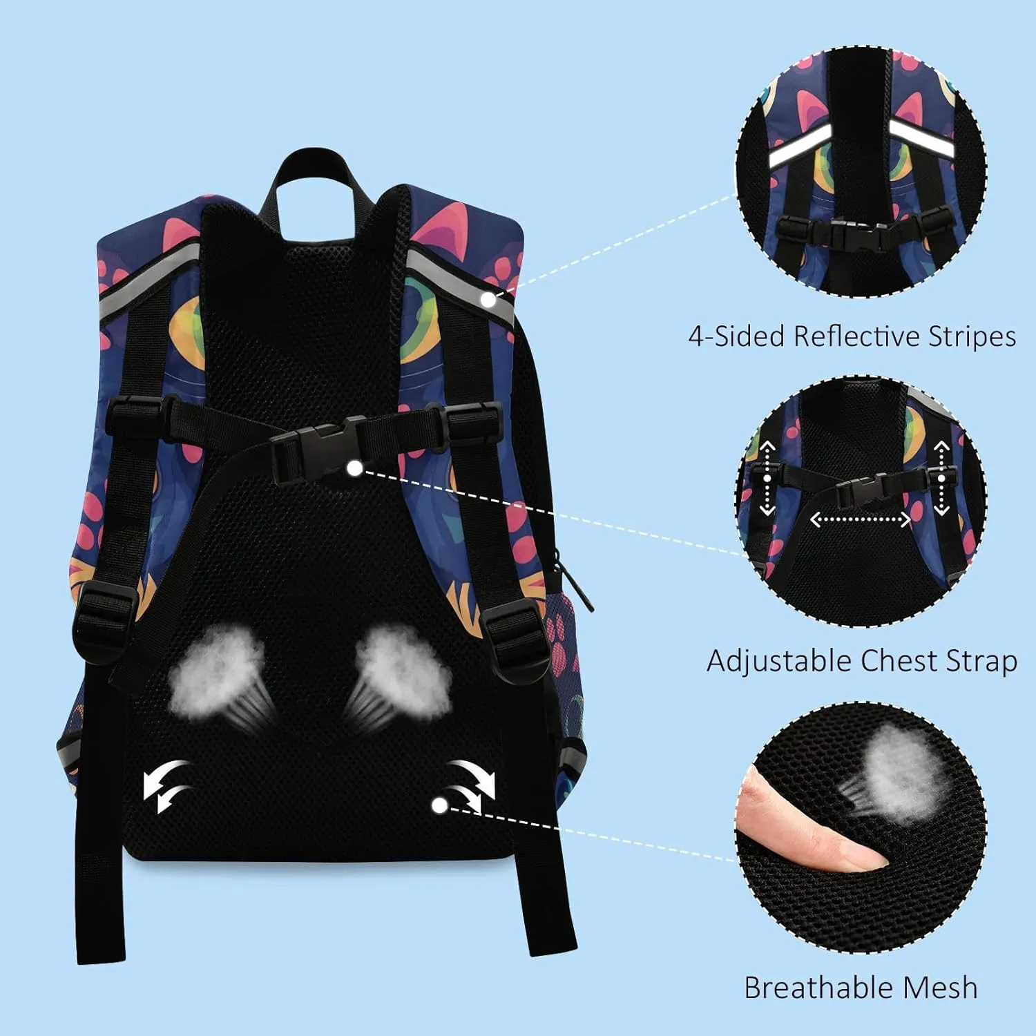 Footprint Cat Fashion Kids Backpack for Kindergarten Lightweight Cute Bookbag Travel Outdoor Daypack